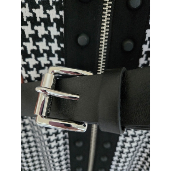 NWT Michael Kors Houndstooth Collar Belted Dress Office Corpcore Stretch Size‎ L - Picture 4 of 10